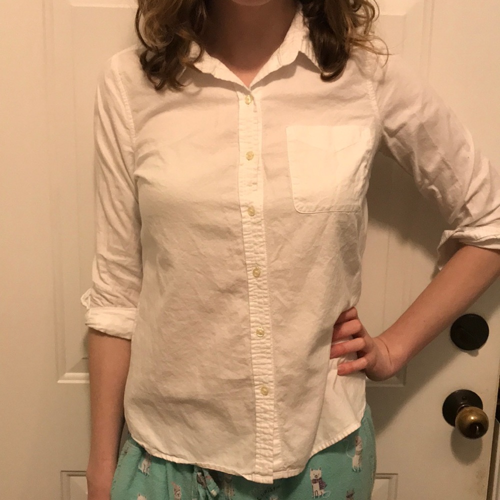 White Cotton Button Up